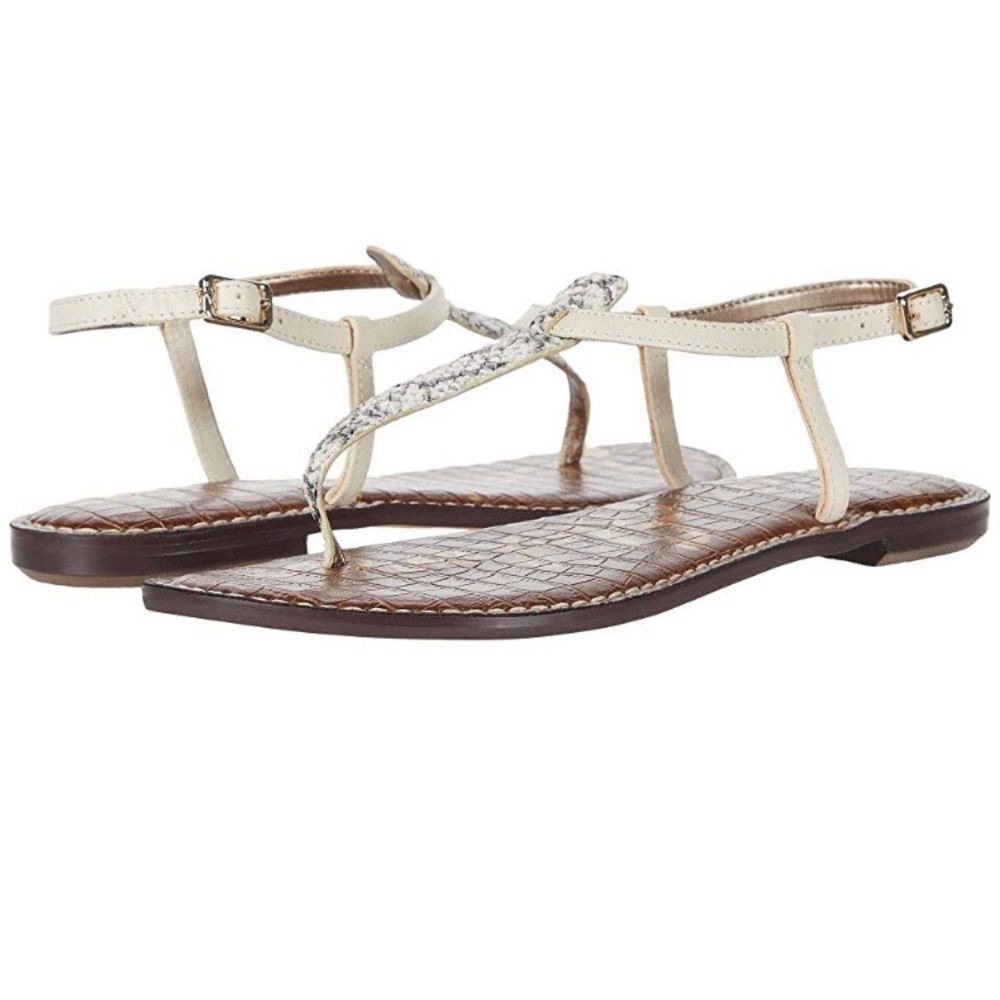 NEW Sam Edelman Gigi Black/White Ivory Corolia Snake Print Sandals.